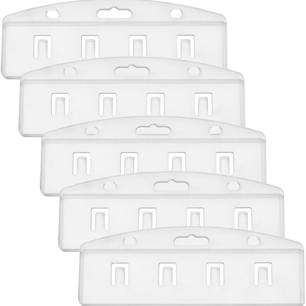 5 PCS Swipe Badge Holder Horizontal Half Card Frosted Rigid Clear Plastic ID Car